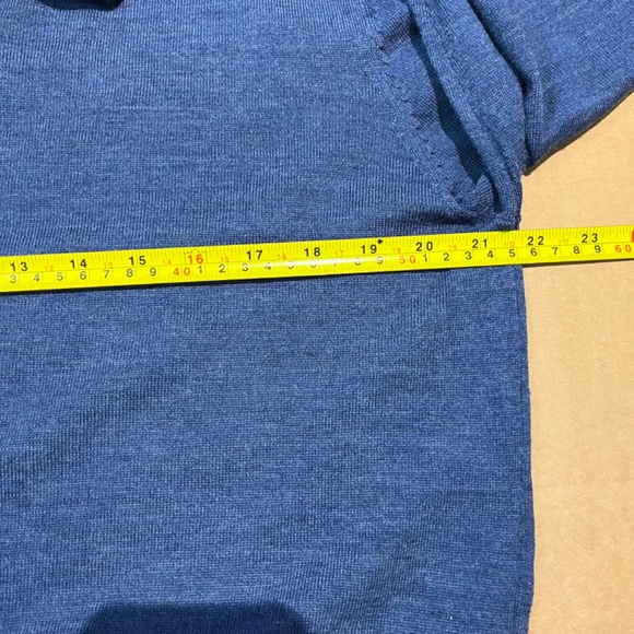 Ibex Wool Blend V-Neck Long Sleeve Pullover Sweater - Men's Size M - Blue - Picture 7 of 8